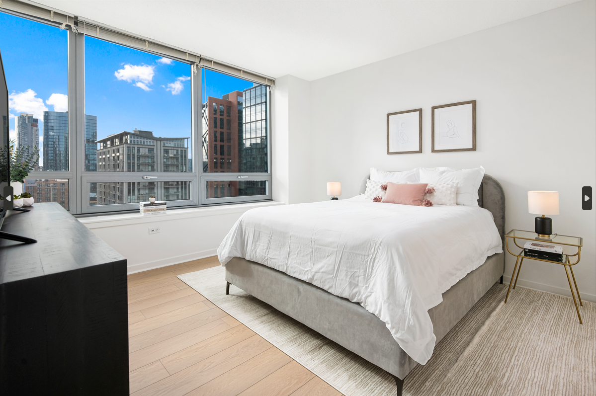 K2 Apartments bedroom interior - Chicago, IL